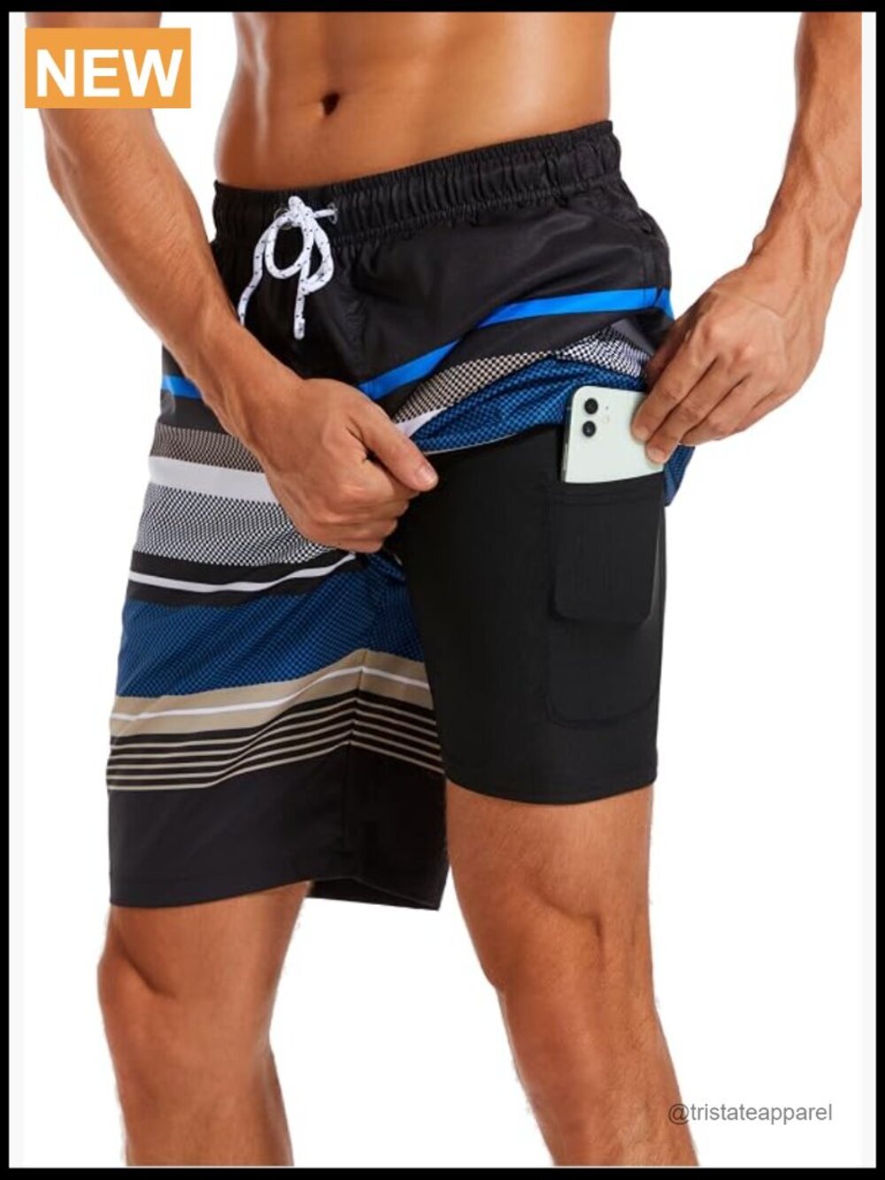 Mens Swim Trunks 9" Quick Dry Board Shorts with Compression Liner
